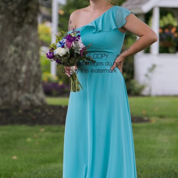 LEVKOFF Aqua Blue One Shoulder Floor-Length Bridesmaid/Prom Dress. Size … - Picture 13 of 14